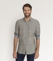 camisa a rayas de lino/algodón