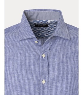 Camisa con rayas lino/algodón